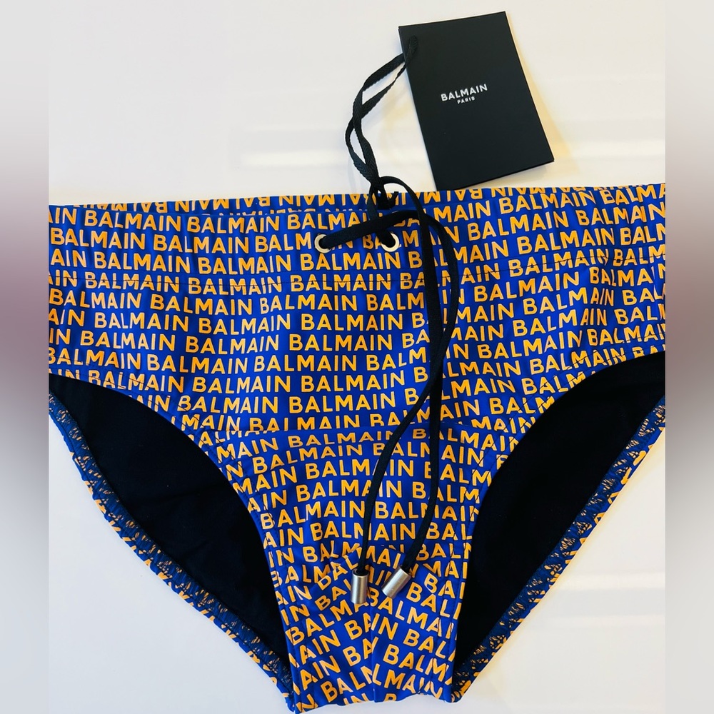 BALMAIN***Men’s Swim Briefs Orange/Blue**Med. $385